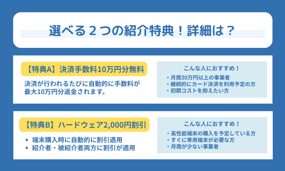 スクエア紹介特典プログラムについて詳細を説明する画像