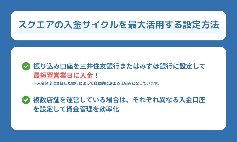 スクエアの入金サイクルを最大活用する設定方法